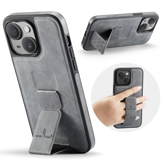 Mangetic Case for Apple iPhone 13, Foldable Kickstand Slim Fit Back Cover Compatible with Car Mount Drop Protective Shockproof Phone Case for iPhone 13, Gray