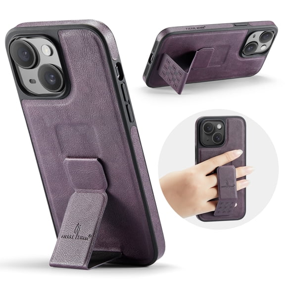 Mangetic Case for Apple iPhone 13, Foldable Kickstand Slim Fit Back Cover Compatible with Car Mount Drop Protective Shockproof Phone Case for iPhone 13, Purple