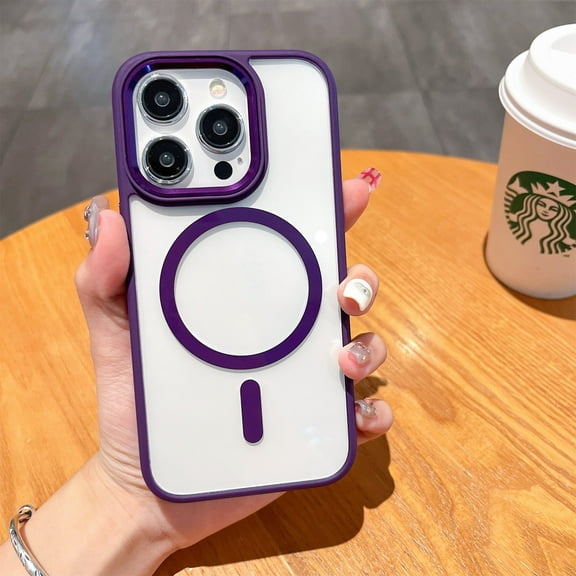 Mangetic Case for Apple iPhone 15, Compatible with Magsafe Clear Back Cover Wireless Charging Support Anti-Yellow Shockproof Phone Case for iPhone 15 - Darkpurple