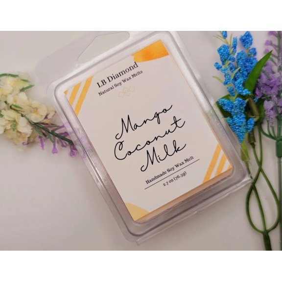 Mango Coconut Milk Wax Melt, 100% Soy, Handmade, Essential Oil,, 2.7
