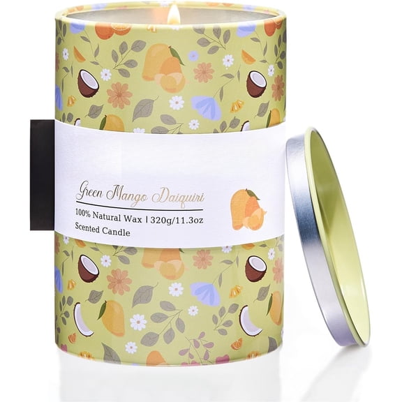 Mango Daiquiri Scented Candle, Medium Jar Candle 11.3oz Soy Wax for Scented, Floral Candles for Spring Holiday, Up to 70 Hours Long-Lasting