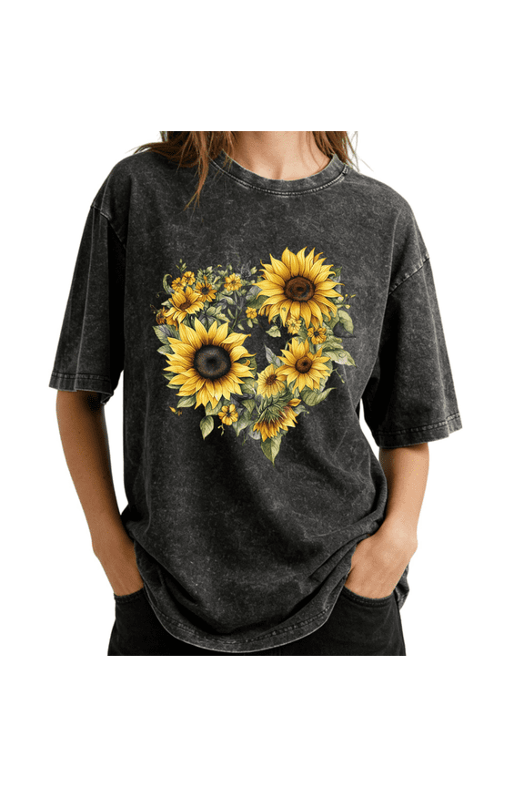 Mango Fruit Collage Art Wash Print T shirt Graphic Tees Shirts Charcoal Oversized S-2XL Casual Top
