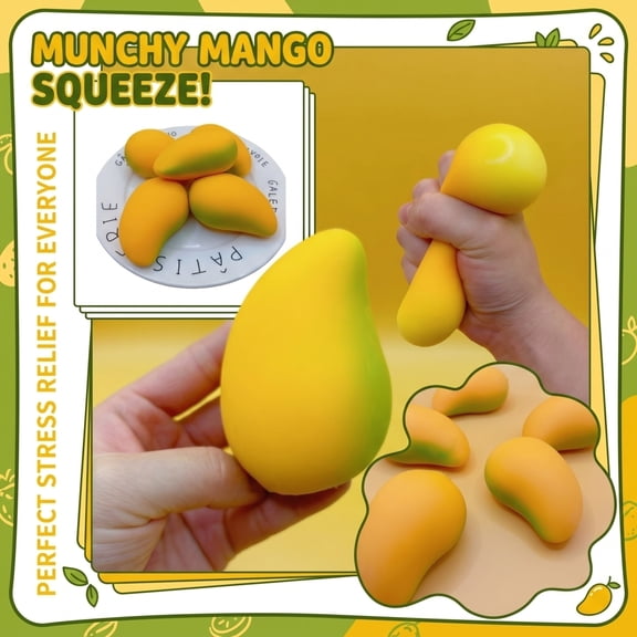 Mango Fruit Squishy Toys, Slow Rising Stress Release Squeeze Toys, Realistic Mango Fruit Fidget Toys for Adults, Sculpting Decorations