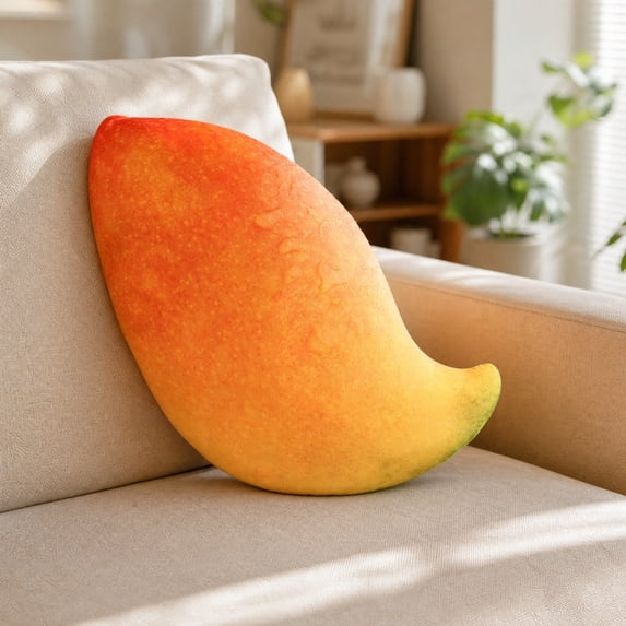 Mango Fruit Throw Pillow Kawaii Soft Plush Cute Decorative Cushion for Bed Couch Chair Sofa Home Decor