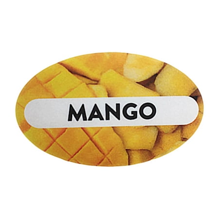 Mango Grocery Store Food Labels | 1.25 x 2" Inch Oval Shape | 500 Pack