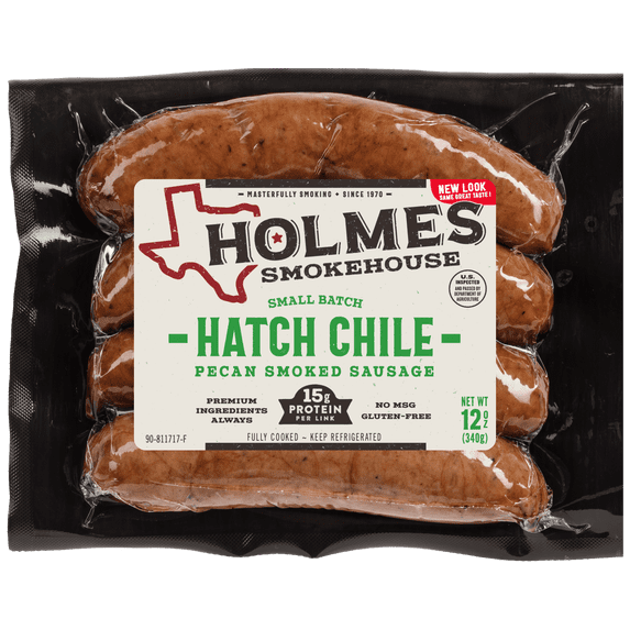 Holmes Smokehouse, Mango & Hatch Chile Smoked Sausage Links 12oz, Fully Cooked, Refrigerated