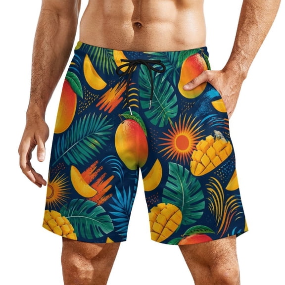 Mango HeatwaveMen’s Beach Shorts Quick Dry Swim Trunks, Lightweight Board Shorts with Elastic Waist for Swimming, Pool, Vacation and Summer Beachwear