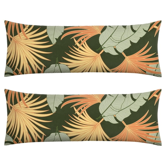 Mango Leaf Throw Pillow Cover Golden Yellow Tropical Design, Summer Fruit & Foliage, Double-Sided Premium Velvet for Pantry, Cafe, or Fruit Lover’s Kitchen