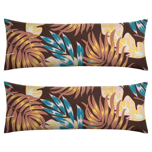 Mango Leaf Throw Pillow Cover Golden Yellow Tropical Design, Summer Fruit & Foliage, Double-Sided Premium Velvet for Pantry, Cafe, or Fruit Lover’s Kitchen