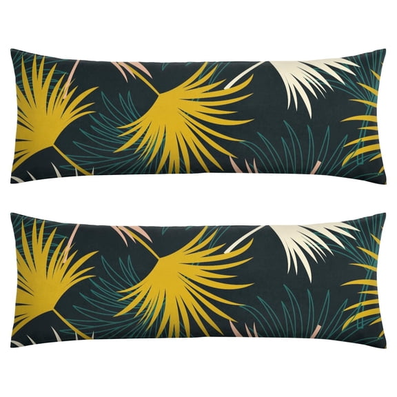 Mango Leaf Throw Pillow Cover Golden Yellow Tropical Design, Summer Fruit & Foliage, Double-Sided Premium Velvet for Pantry, Cafe, or Fruit Lover’s Kitchen