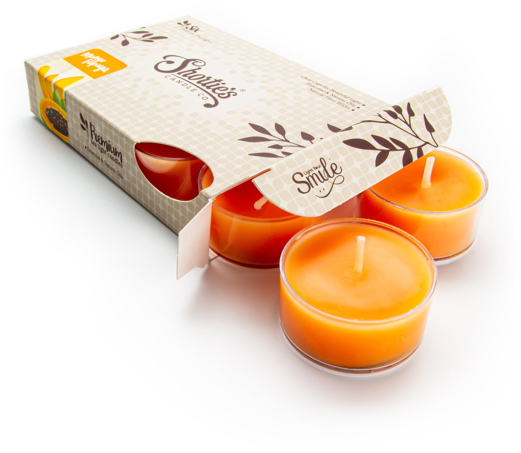 Mango & Papaya Tealight Candles 6 Orange Premium Scented Tea Lights Shortie's Candle Company