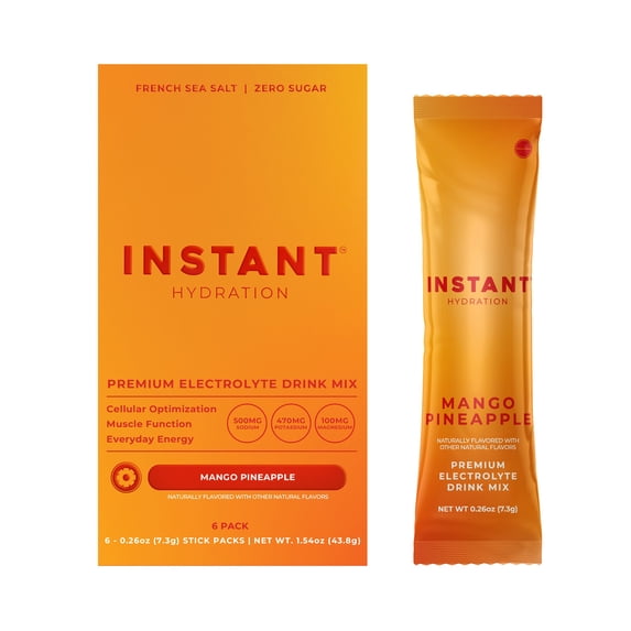 Instant Hydration Sugar Free Electrolyte Powder, Mango Pineapple, 6 Sticks