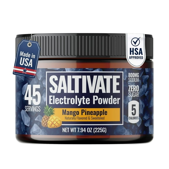 Saltivate Mango Pineapple Electrolyte Powder Zero Sugar High Sodium 45 Servings