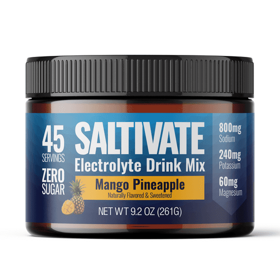 Saltivate Mango Pineapple Electrolyte Powder Zero Sugar High Sodium 45 Servings