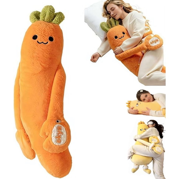 Mango Plush Hugging Pillow,Mango Long Body Patting Pillow with RC Heat Pat Arm&Bluetooth Recording,Soft Soothing Cuddle Pillows Sleeping Companion for Adults