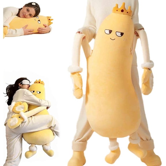 Mango Plush Hugging Pillow,Mango Long Body Patting Pillow with RC Heat Pat Arm&Bluetooth Recording,Soft Soothing Cuddle Pillows Sleeping Companion for Adults