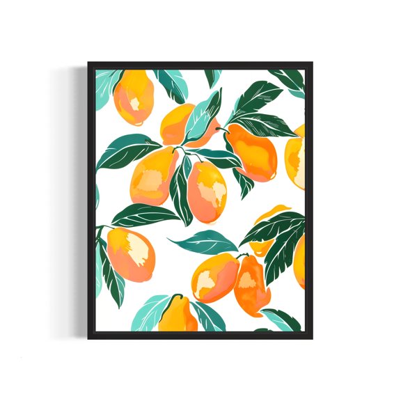 Mango Poster Art Print, Kitchen Fruit Decor, Neutral Food Pastel Artwork
