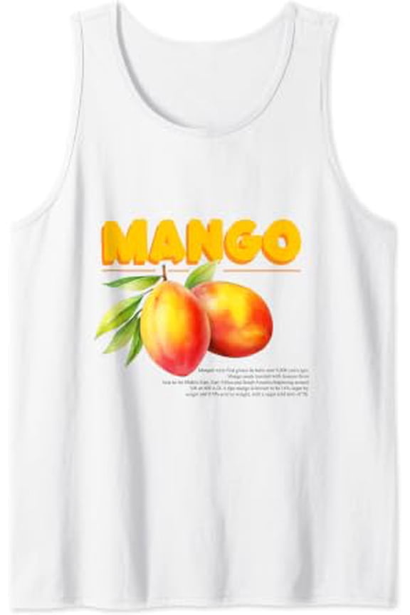 Mango Print Summer Fruits Exotic Smoothie Healthy Tank Top Size S-3XL