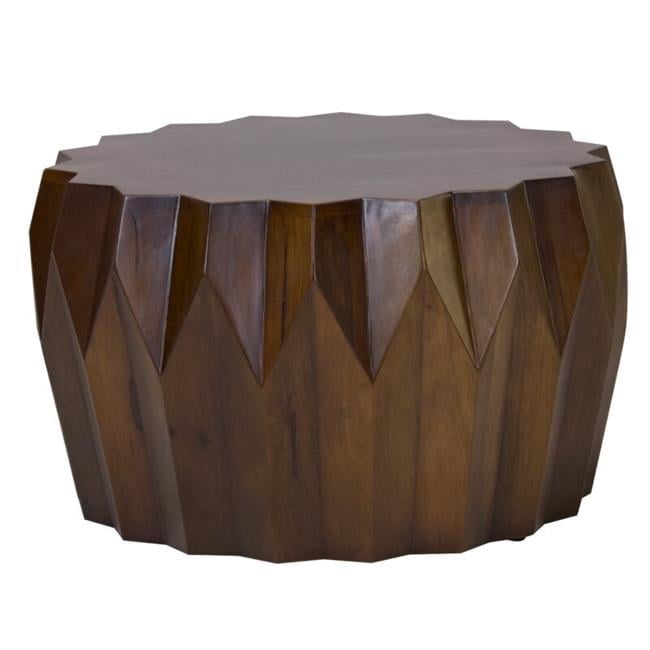 Brown Geometric Scallop Solid Mango Wood Coffee Table
