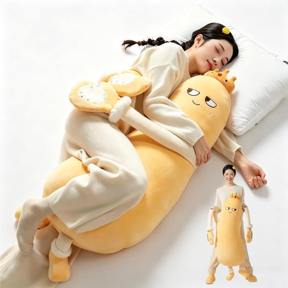 Mango Shaped Hugging Pillow with Patting Massage & Soothing Heating, Bluetooth Recording Plush Body Pillow for Bed Sofa (Patting-Style, L (40.16 * 10.24 * 12.99 in))