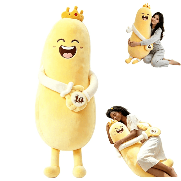 Mango‑Shaped Long Hugging Body Pillow, Plush Sleep Buddy With Patting Arm & Bluetooth Recording, Soft Cuddle Cushion for Adults, 35.43 in / 47.24 in