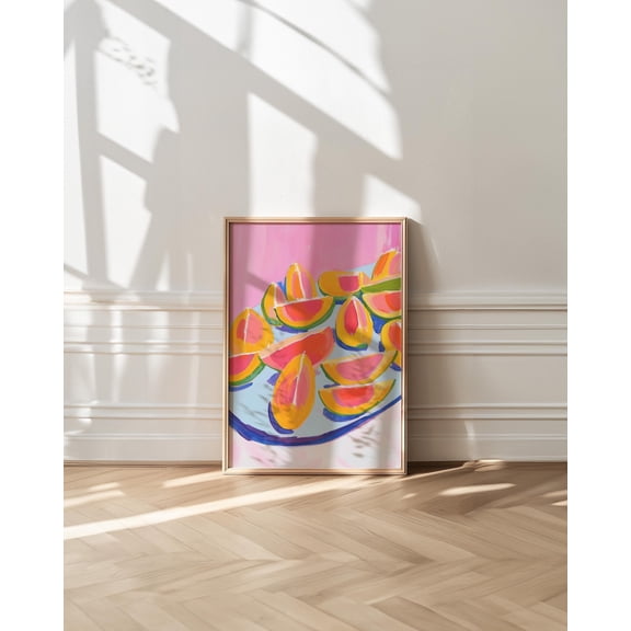 Mango Slice Art Print, Maximalist Kitchen Decor, Unframed Paper Poster 8x10in