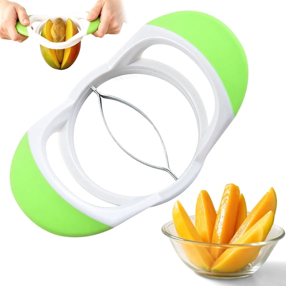 Mango Slicer and Cutter Kitchen Tool, Stainless Steel Blade Fruit Divider for Mangoes, ABS Handheld Mango Splitter for Fast Cutting and Everyday Food Preparation