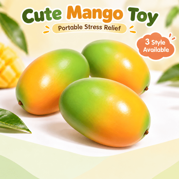 Mango Squishy,Color Changing with Squeeze,Fruit Theme Mango Shaped Squishy Sensory Fidget Toy,3 Pcs