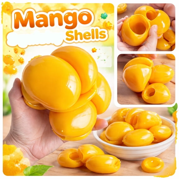 Mango Squishy Stress Relief Toys, Slow Rising TPRA Fidget Squeeze Toys, Hollow Fillable DIY Stress Ball Refillable Sand Flour Beads Custom Sensory Squeeze Toys Desk Relaxation Novelty Gifts