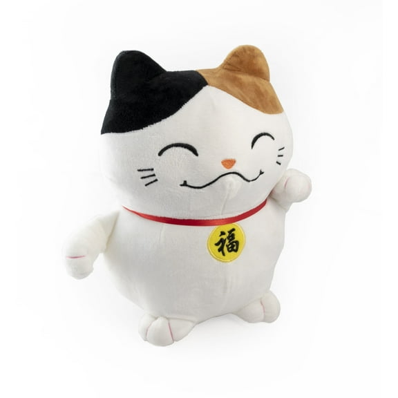 Mango Steam 11" Cute Kawaii Soft Plush Stuffed Animal Kitty with Waving Arm (Lucky Cat, White)