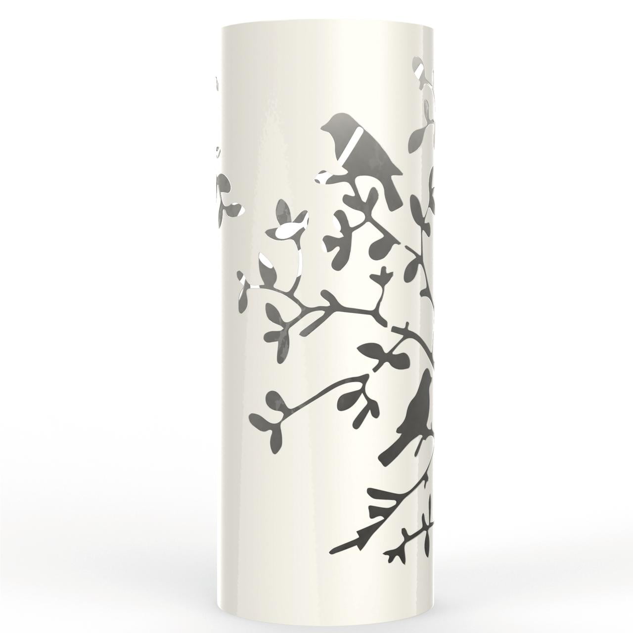 White Metal Songbird Design Umbrella Stand