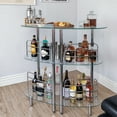 thumbnail image 1 of Mango Steam Contemporary Home Bar Liquor Table | Modern Clear Tempered Glass Shelves | 41" H x 47" L x 13.6" D, 1 of 11