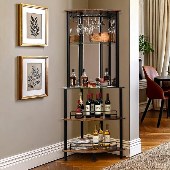 Mango Steam Contemporary Modern Home Entertainment Liquor Bar Catalina Table (Tower Bar, Rustic Wood)