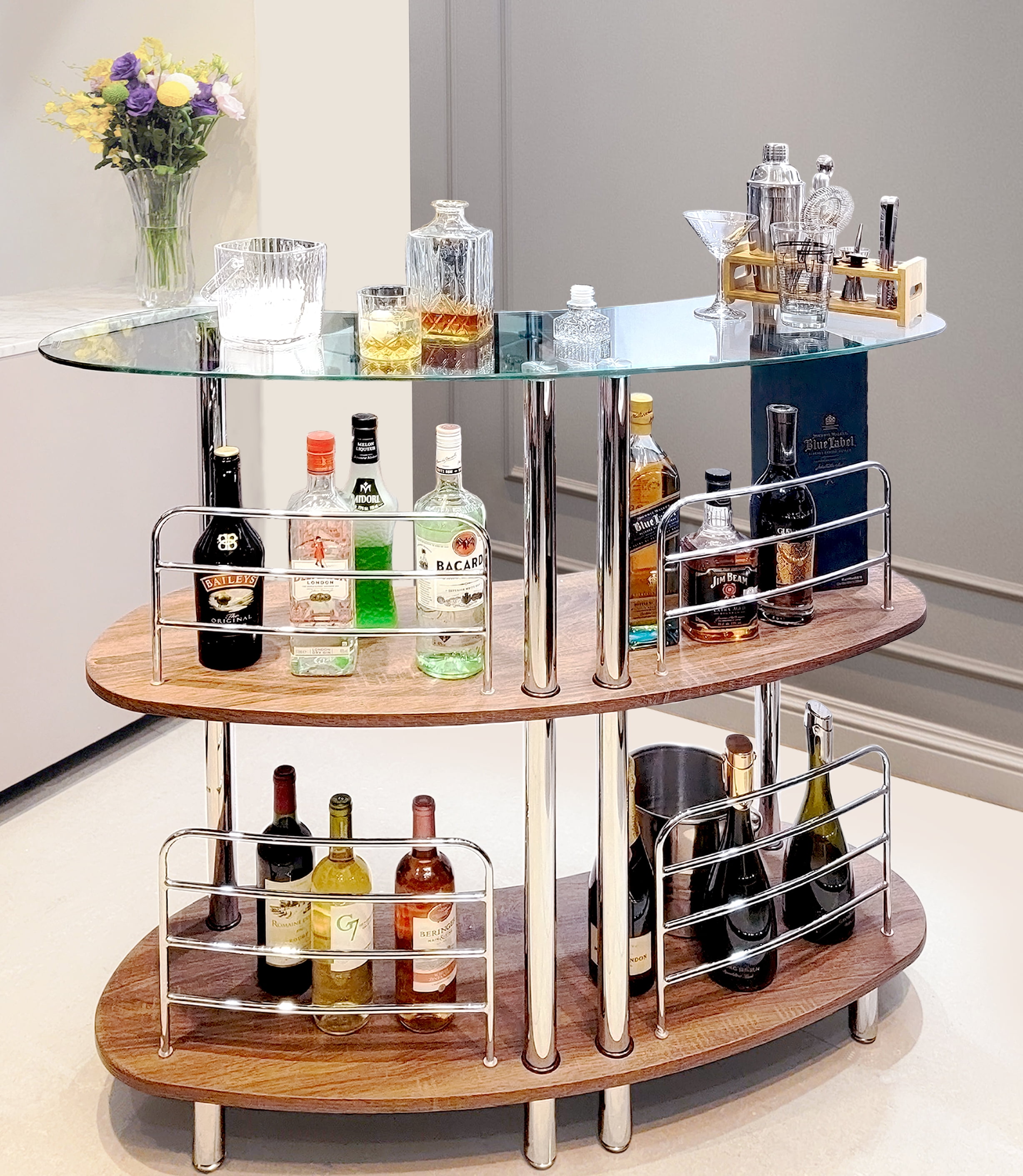 Mango steam contemporary modern home liquor bar catalina table tempered glass deals