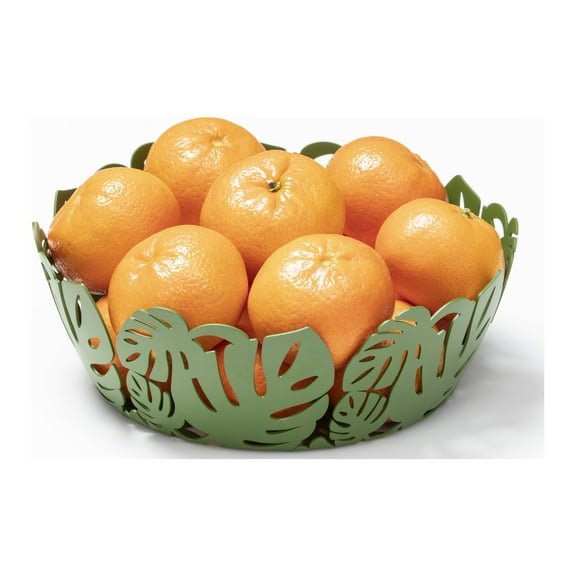 Mango Steam Decorative Centerpiece Fruit, Vegetable, & Candy Basket (Leaf, Green)