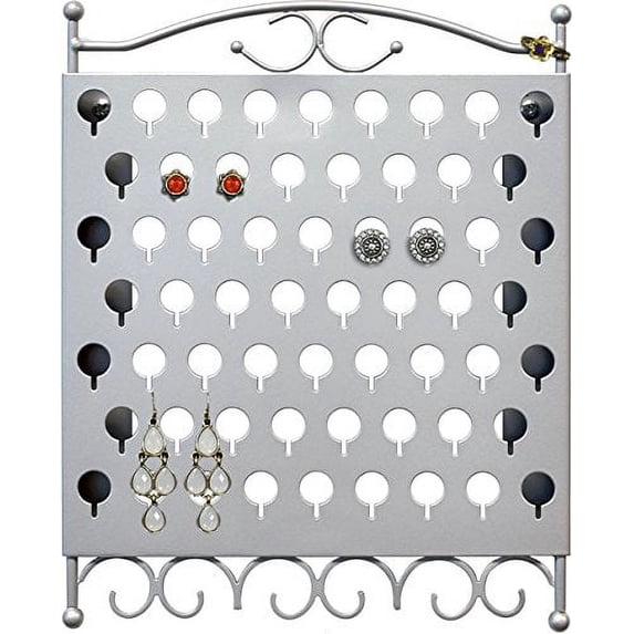 Mango Steam Earring Wall-Mounted Storage Organizer, Metal Silver