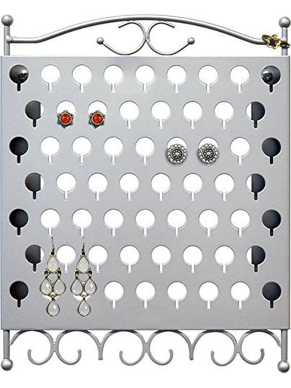 Earring Wall-Mounted Storage Organizer, Metal Silver