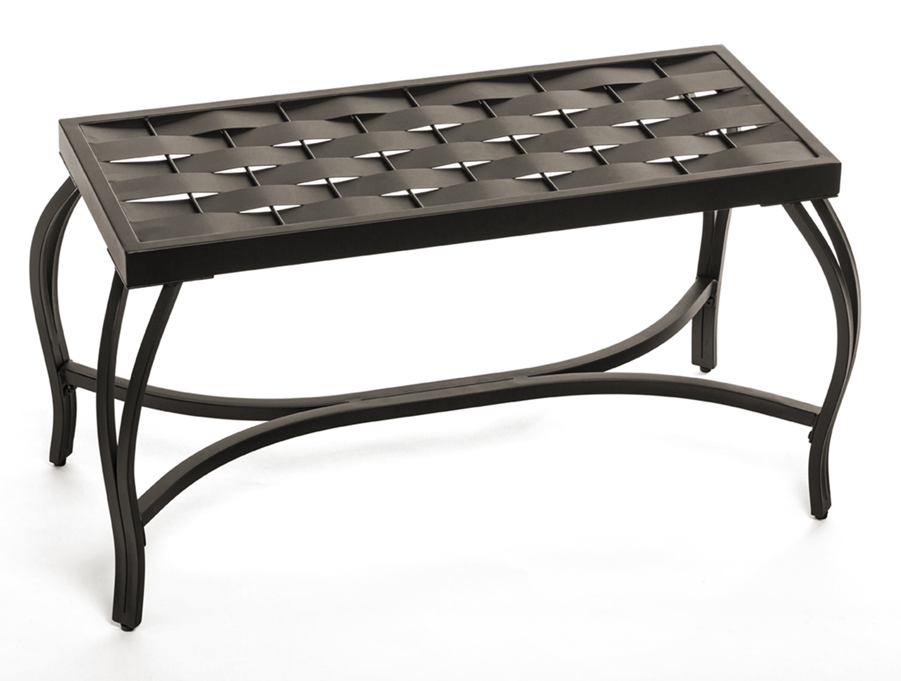 Bronze Black Powder Coated Metal Garden Bench with Woven Seat