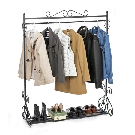 Mango Steam Freestanding Sheffield Garment & Coat Rack, Black (64.5 H x 47.5 L inches)