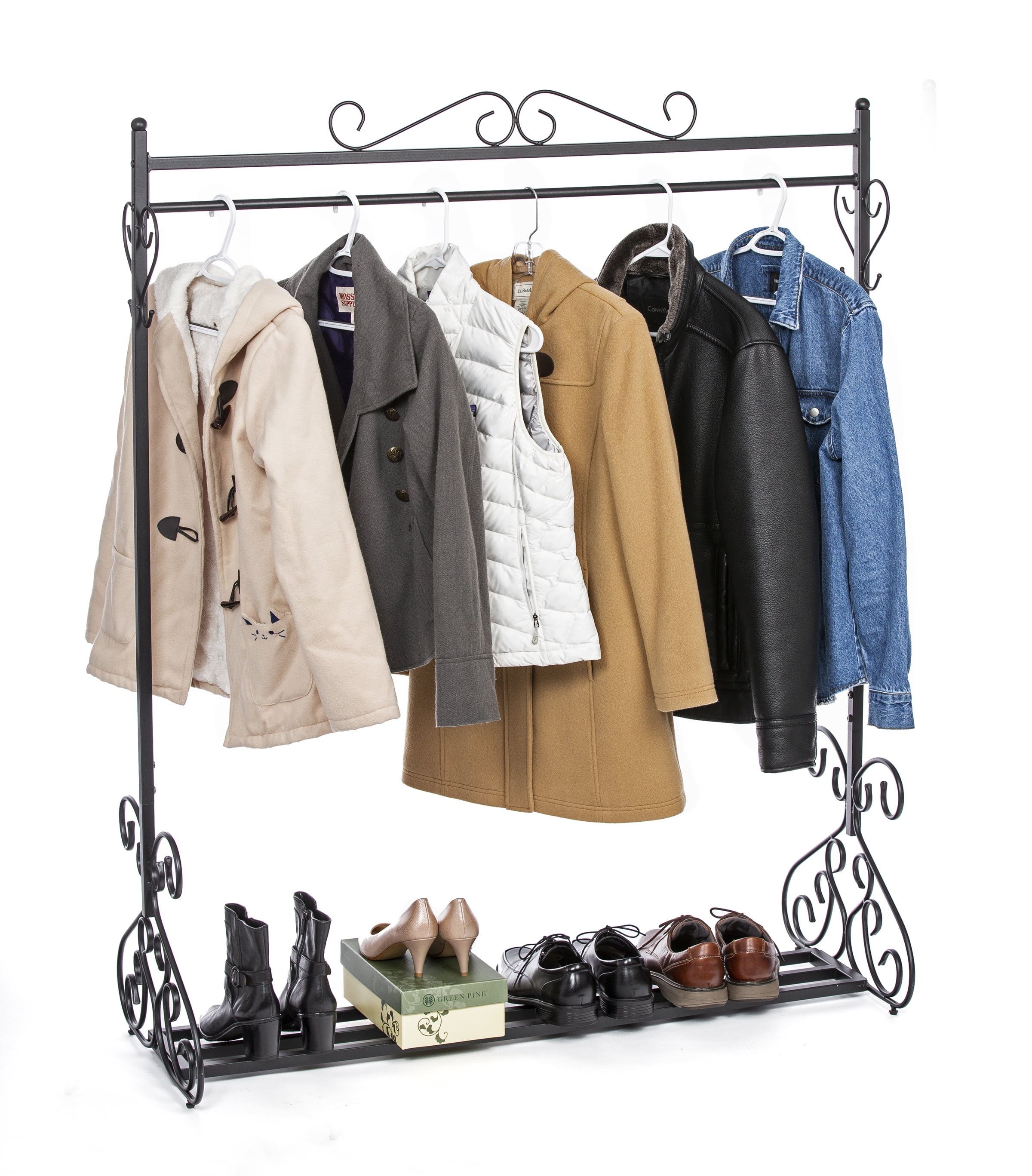 Victorian Black Powder Coated Metal Freestanding Garment Rack