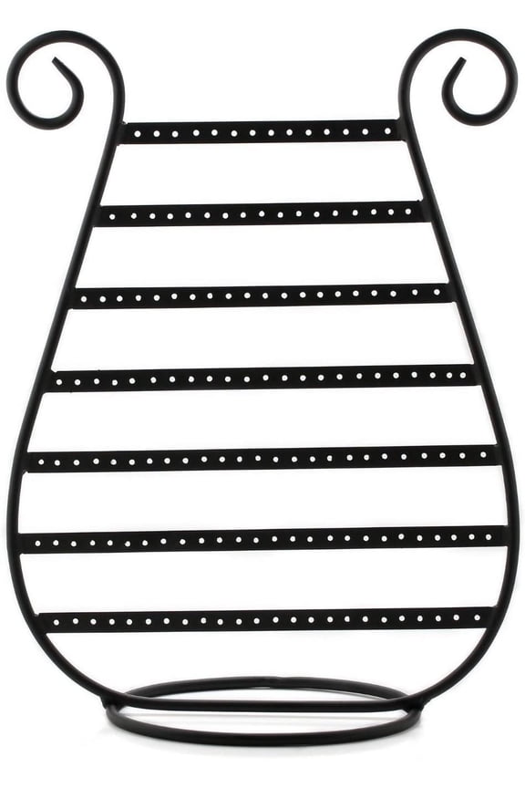 Harp Stud Earring Jewelry Organizer, Display Stand, Storage, Gift (Black/Metal)