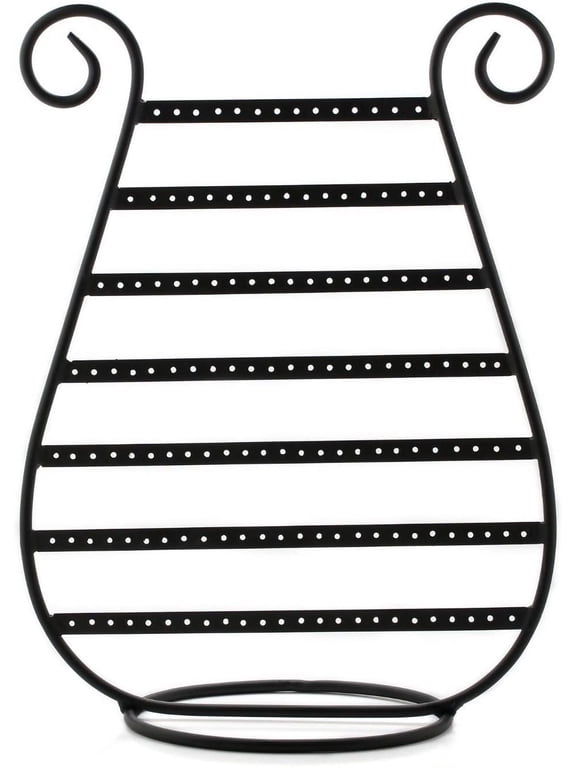 Harp Stud Earring Jewelry Organizer, Display Stand, Storage, Gift (Black/Metal)