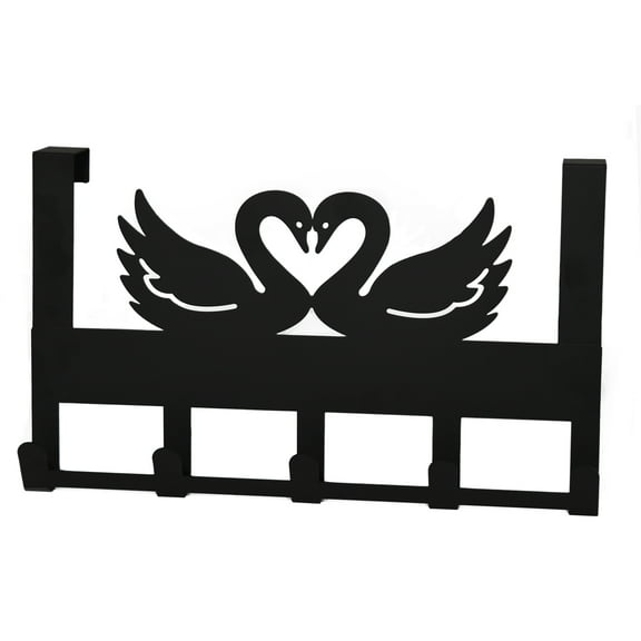 Mango Steam Metal Over-The-Door Hanger for Towels, Hats, & More (Swan, Black)
