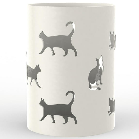 Mango Steam Metal Pen Holder, Stand for Desk - Pencil Cup Organizer for Office, Classroom, Home (White, Cat)