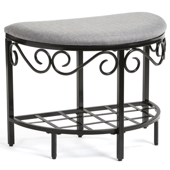Mango Steam Metal Shoe Bench / Vanity Seat, Heather Gray