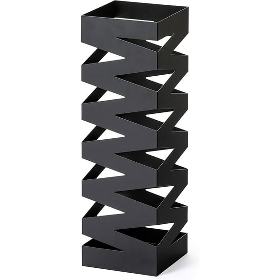Mango Steam Metal Square Umbrella Holder, 19.5" Tall Zig-Zag Black
