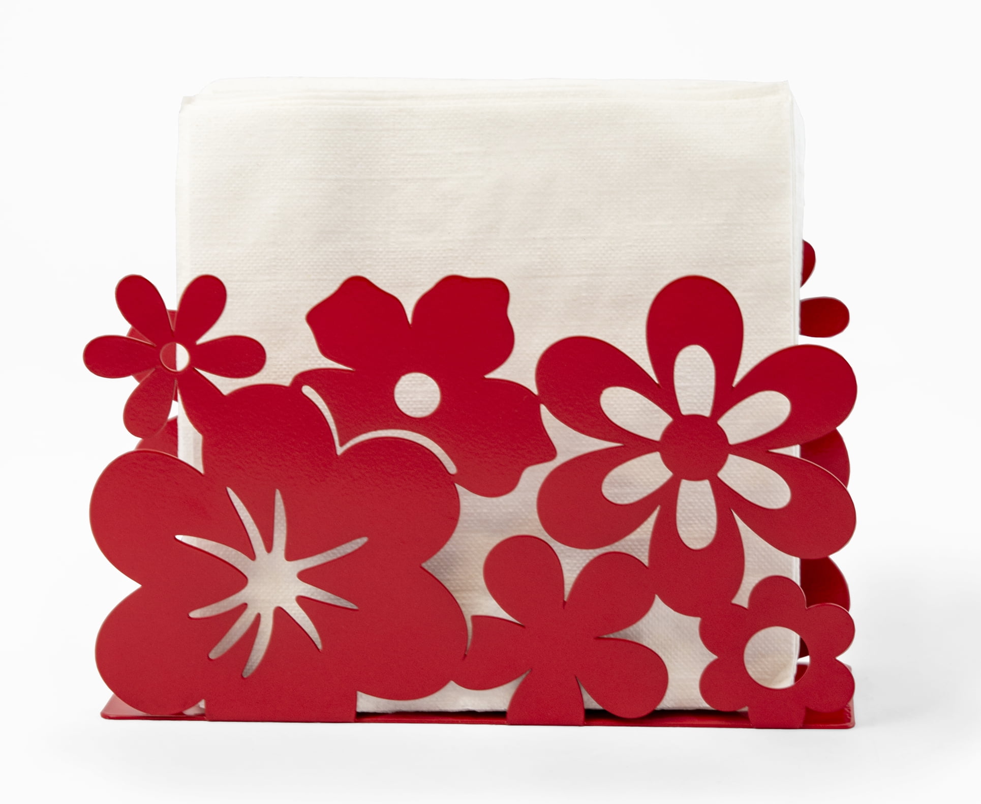 Red Powder Coated Metal Floral Napkin Holder