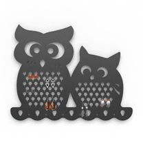 Mango Steam Metal Wall-Mounted Jewelry & Earring Organizer Owl, Black