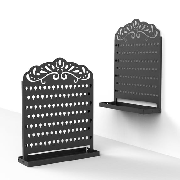 Mango Steam Metal Wall-Mounted Jewelry & Earring Organizer for Women (Peacock, Black)