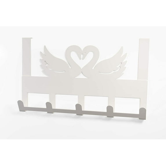 Mango Steam Metal over the Door Hanger Hooks for Towels, Hats, & More (Swan, Glossy White)